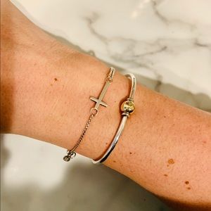 Cross pull chain bracelet & earrings